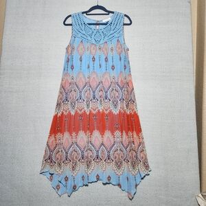 Studio JPR Sleeveless Crochet Top Blue Midi Dress Medium Lined